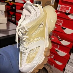 Balenciaga White and Cream/Tan Track Sneaker